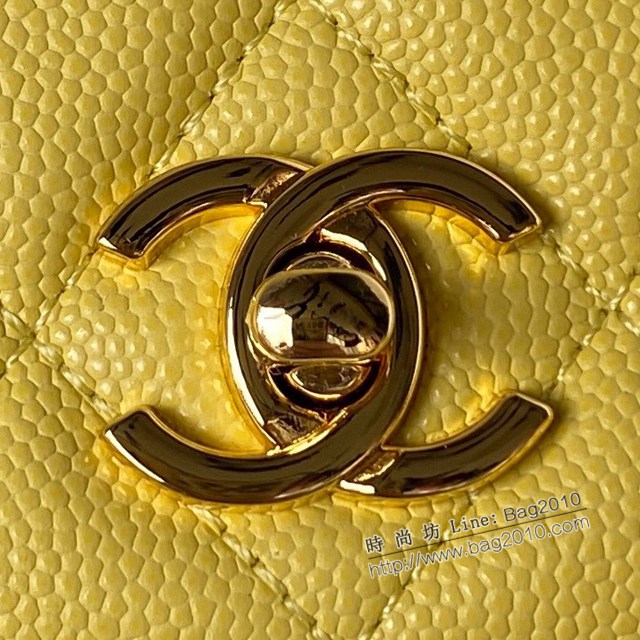 Chanel專櫃新款23s風琴黑金牛皮woc鏈條女包 AP3321 香奈兒經典黑金荔枝皮包包掛飾手袋 djc5211